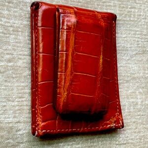 Moore & Giles alligator money clip wallet, very good condition, 3.5” x 2.75”